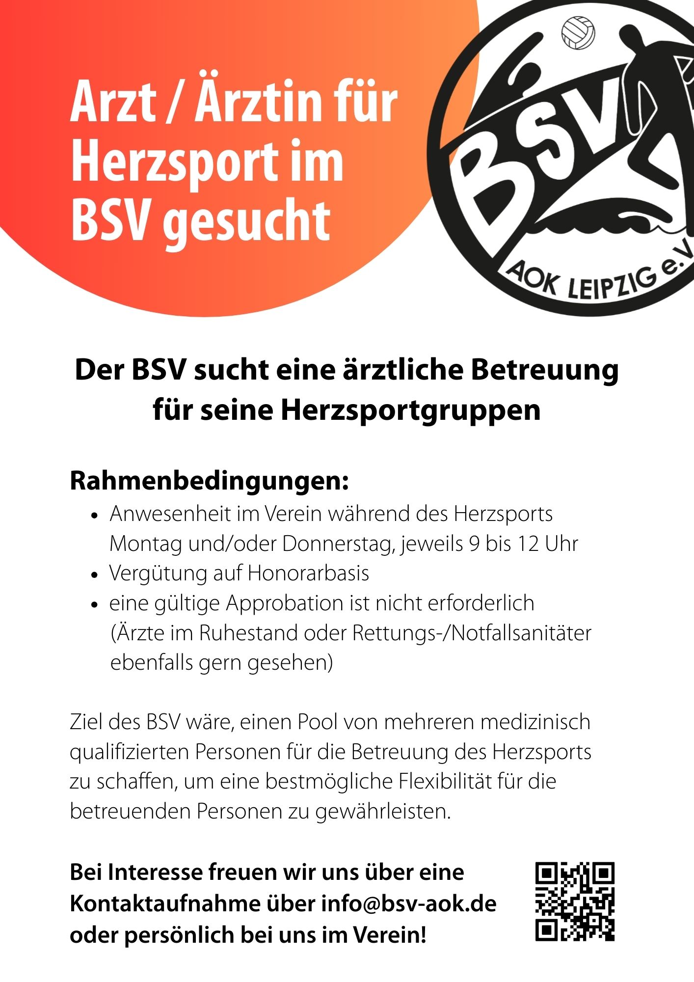 Ärztliche Betreuung für den Herzsport gesucht! 
